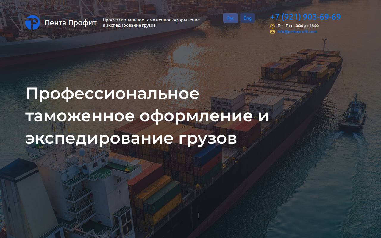 Снимок главной страницы pentaprofit.com