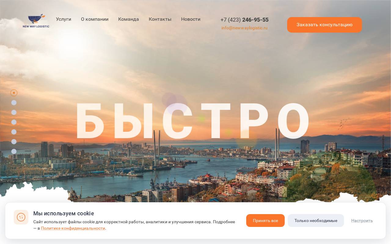 Снимок главной страницы newwaylogistic.ru